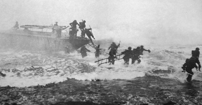 Jack Churchill leads a training exercise in Scotland, broadsword in hand. 