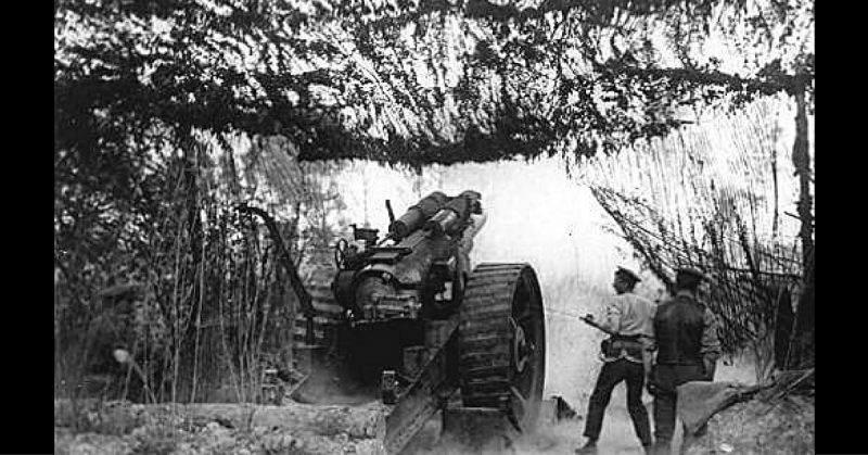 A Massive Howitzer firing in the Battle of Messines Ridge. 