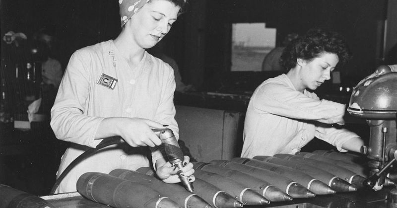 Women move into the wartime labor force, 1944.