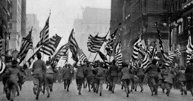 "Wake Up, America!" parade, days after the U.S. declared war on Germany on April 6, 1917.