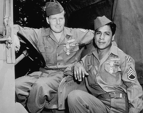 The heroic young men wearing their medals