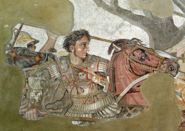 Alexander – detail from an ancient mosaic of the battle. By Berthold Werner – CC BY-SA 3.0