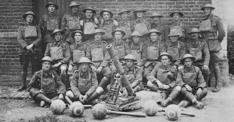 Canadian trench mortar battery after Battle of Hill 70, 1917.