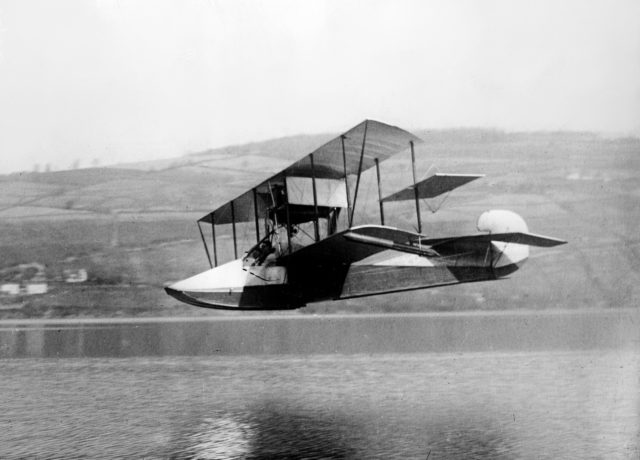 A Curtiss Model F Flying boat, which many of the First Yale Unit members trained in;