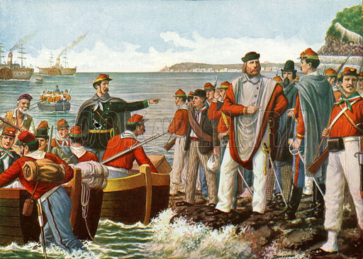 Garibaldi departing on the Expedition of the Thousand in 1860