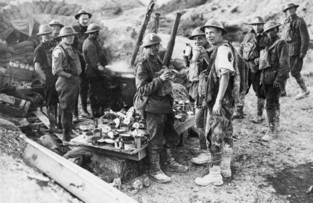 A group of Canadians at lunch break during the push on Hill 70