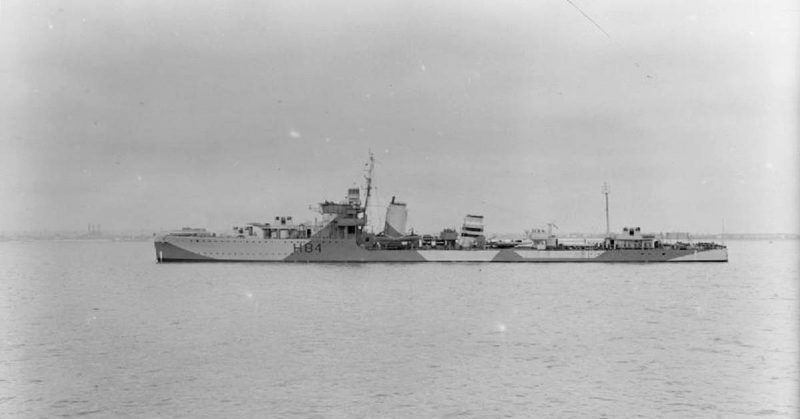 HMS Brilliant was the first ship that came alongside the sinking Léopoldville, where many soldiers tried to save their lives.
