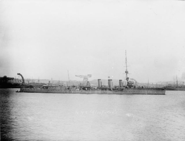 HMS Cleopatra, a sister ship to the Comus.