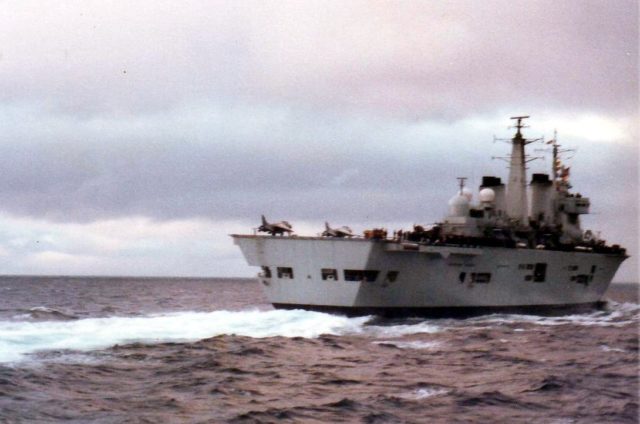 Invincible in the South Atlantic, during the Falklands War.