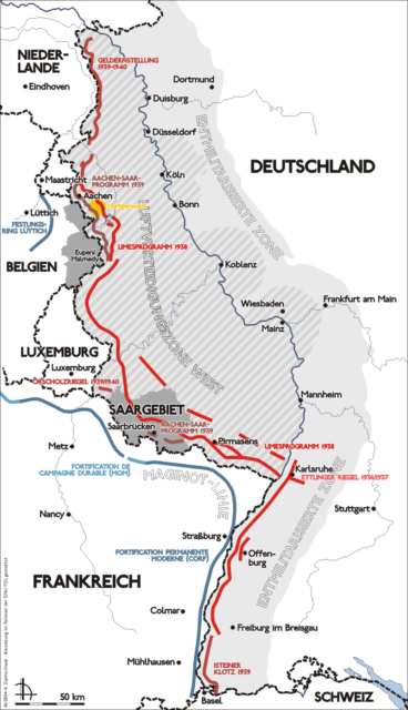 Map of the Siegfried Line. By Sansculotte – CC BY-SA 3.0