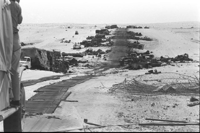 The “highway of death” at Mitla Pass. (Israeli Government Press Office)