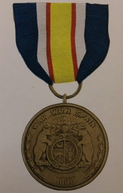The Missouri General Assembly in 1920 authorized a special medal for citizens of the state who served as volunteers during the Spanish-American War. Courtesy of Museum of Missouri Military History.