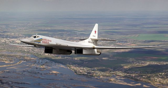 Tupolev Tu-160 in flight over Russia (May 2014)