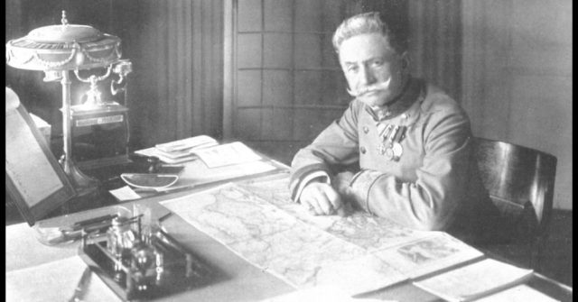 Austrian Commander-in-Chief, Conrad von Hötzendorf, at the map table, 1914