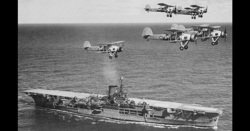 British aircraft carrier Ark Royal with a flight of 