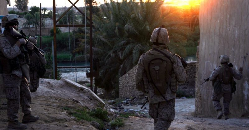 Sunset in Iraq - US Marines in Al Anbar Province, June 1, 2006. 