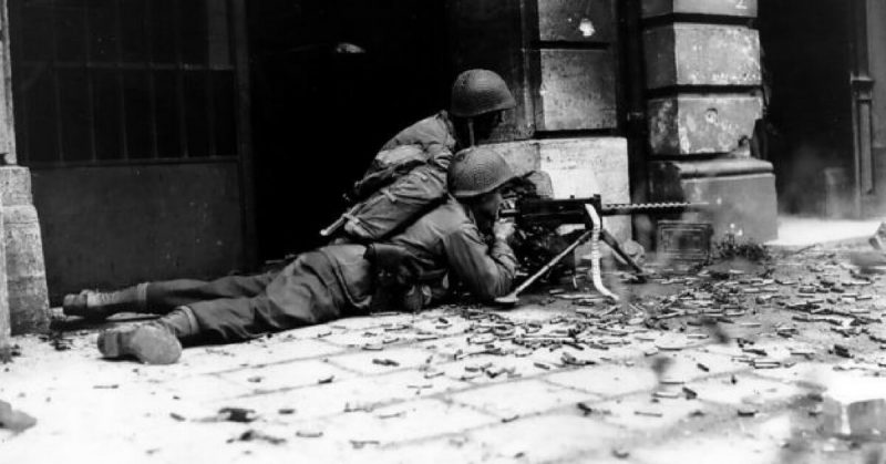 The American 2nd Battalion, 26th Infantry fighting German forces in the city of Aachen in 1945 