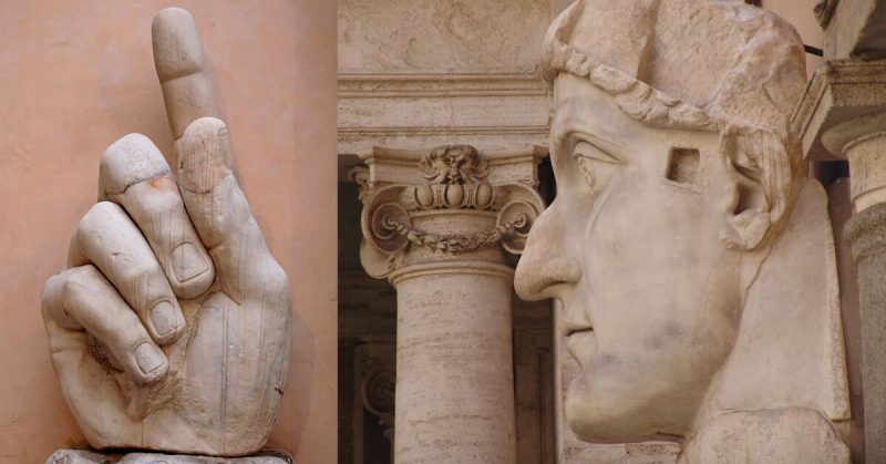 The Head and right hand from the colossal statue of Constantine the Great. By  Jonas Wegener - CC BY-SA 2.5