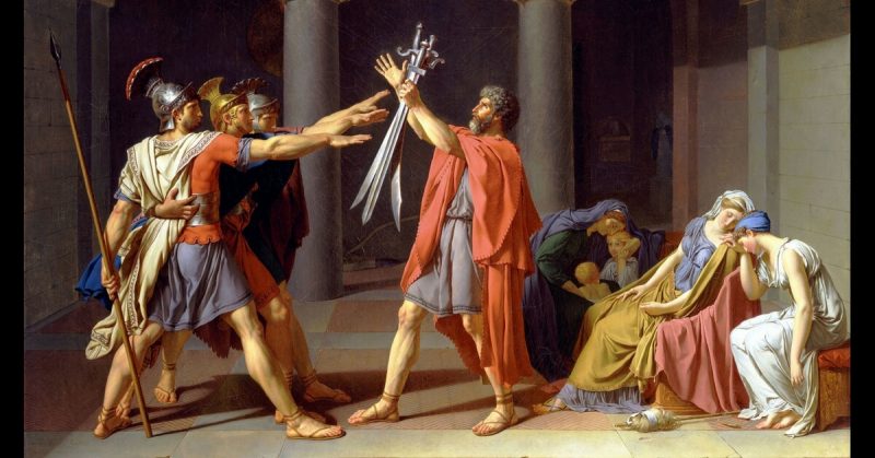 Early Roman Legionaries take their oath of loyalty. 