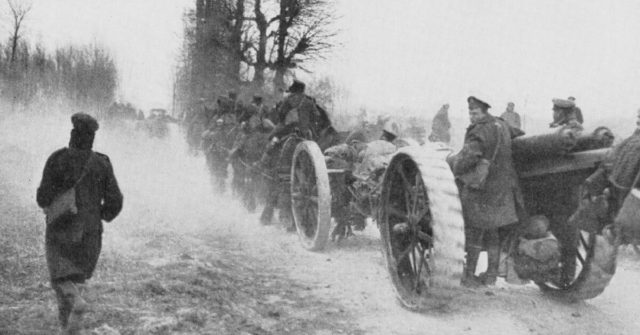 Operation Michael: British troops retreat, March 1918