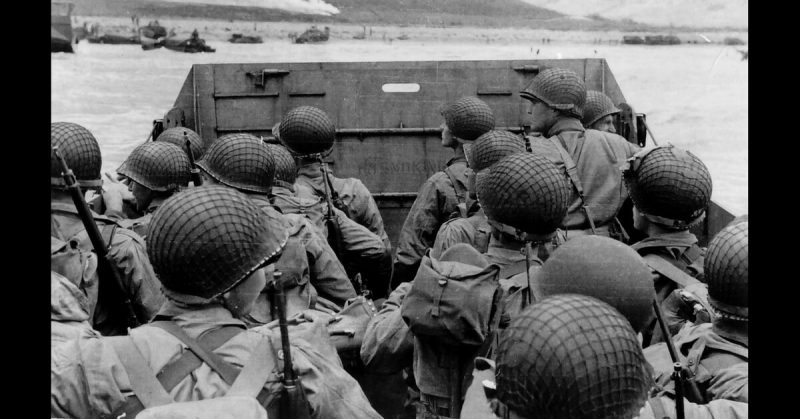 Approaching Omaha beach on D-Day.