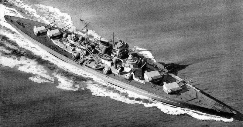 A recognition drawing of Tirpitz prepared by the US Navy.
