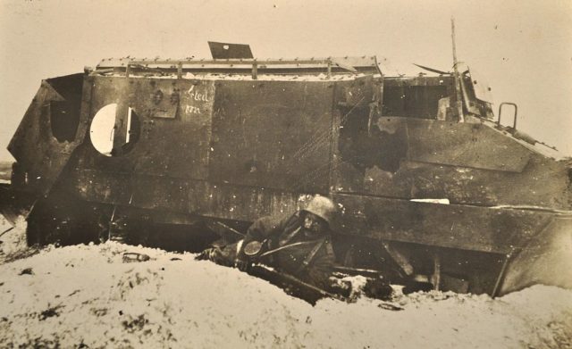 A destroyed CA 1 tank. Photo Credit