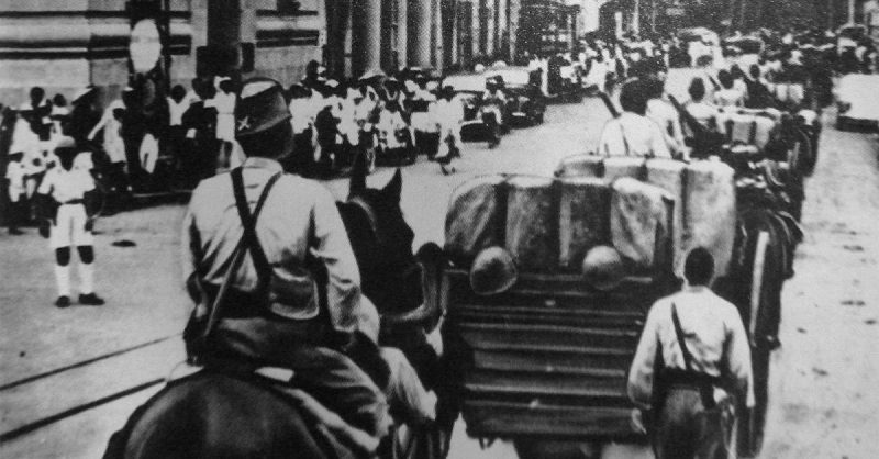 Japanese troops entering Saigon.