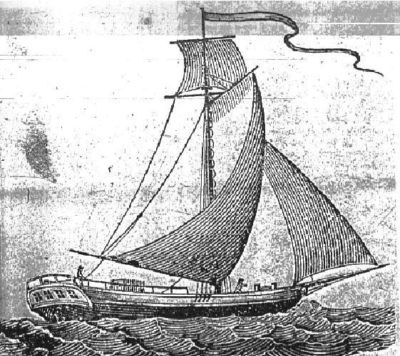 An illustration of an 18th-century packet ship;