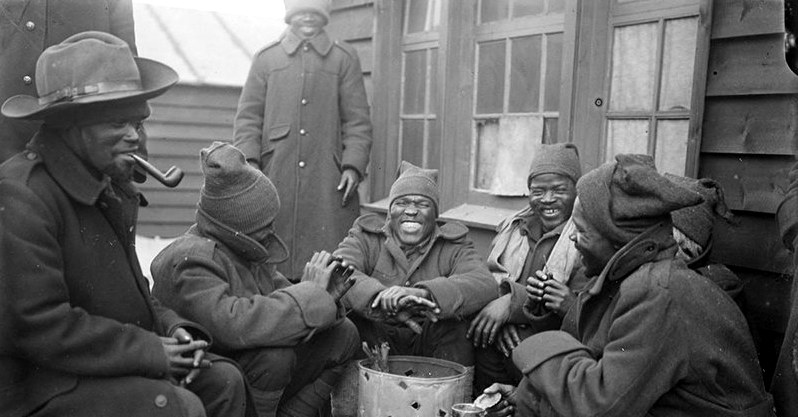 Troops of the South African Native Labour Corps. <a href=http://www.iwm.org.uk/history/first-world-war/why-the-sinking-of-the-ss-mendi-is-remembered-around-the-world#&gid=1&pid=1>Photo Credit</a>