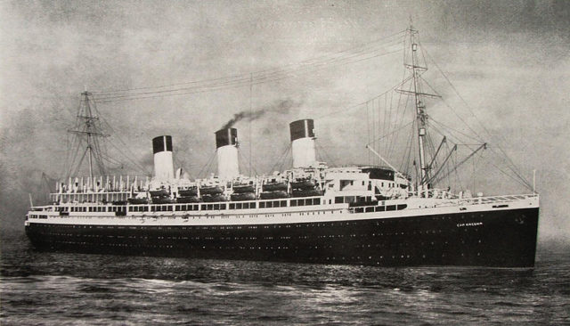 The SS Cap Arcona in 1927, showing its grandeur and luxury