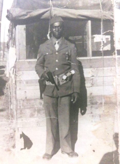 A 22-year-old Fay Holt is pictured while training as a military policeman at Camp Whitside on Fort Riley, Kan., in 1942. Courtesy of Fay Holt.