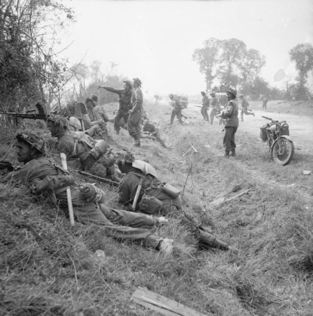 Men of the 1st Battalion, Welsh Guards, part of the 32nd Guards Brigade of the Guards Armoured Division, in action near Cagny, 19 July 1944.