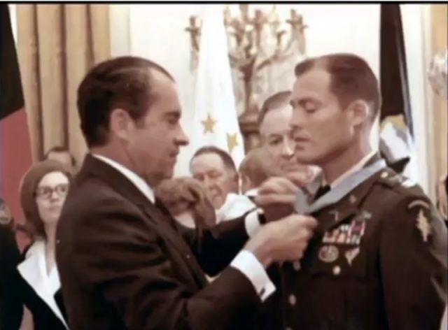 President Richard Nixon pinning the MoH on Howard
