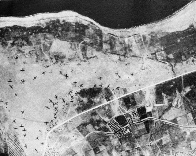 Maleme airfield after the Battle of Crete.