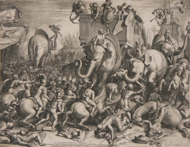 Engraving of the Battle of Zama by Cornelis Cort, 1567