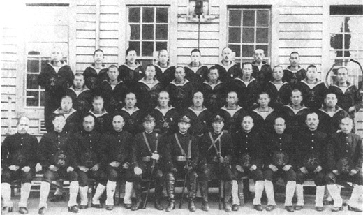 Japanese officers and petty officers of the 3rd Kure Special Naval Landing Force. They took Tulagi in May 1942, and most were killed during the Battle of Guadalcanal.