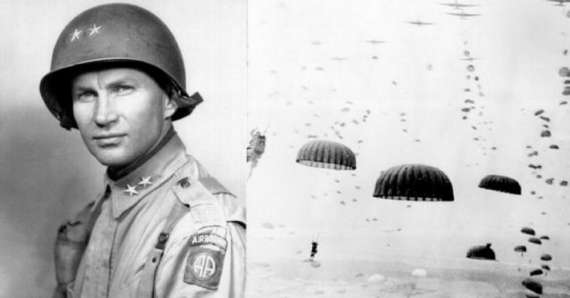Left: James Gavin as Major General; Right Paratroopers during Operation Market Garden
