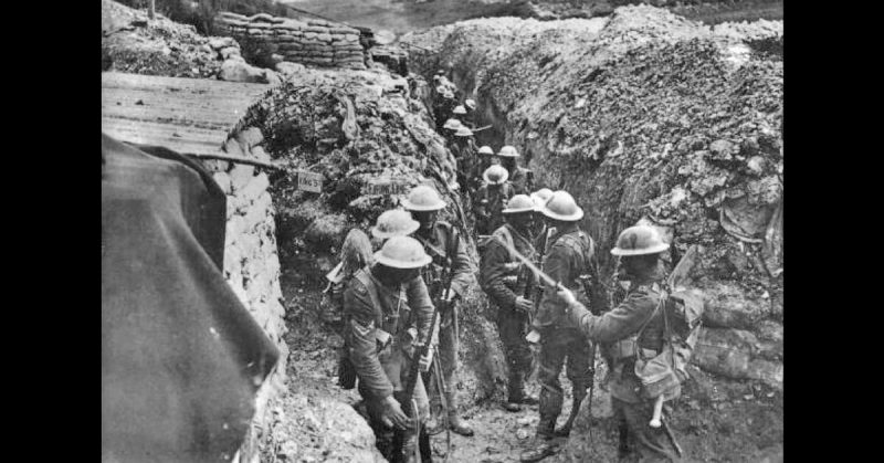 1st Lancashire Fusiliers in a trench near Beaumont-Hamel, Somme, France in 1916