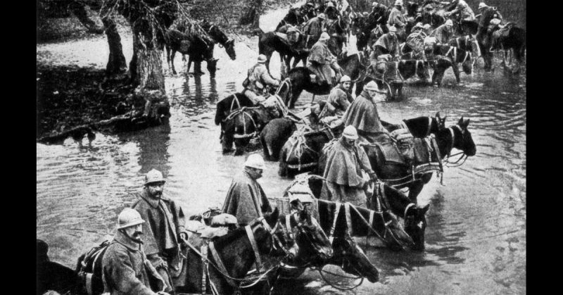 Reserves crossing a river on their way to Verdun.