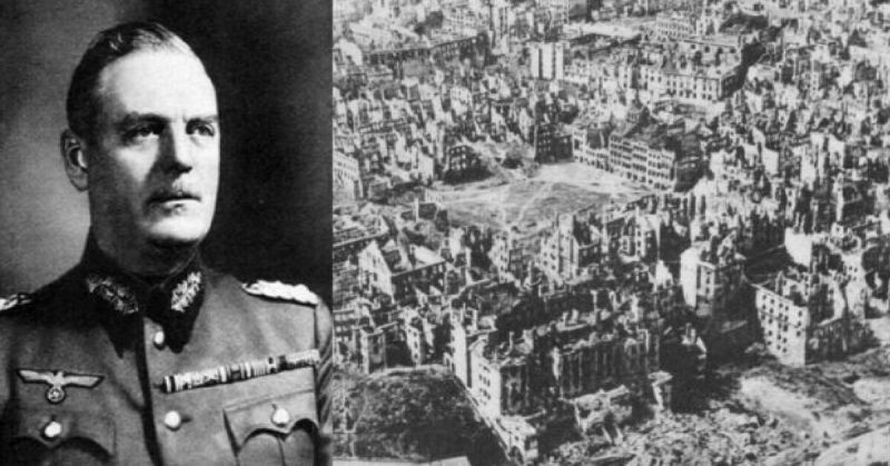 Left: Field Marshall Keitel; Right: 85% of Warsaw was destroyed by the German Army during the war.
