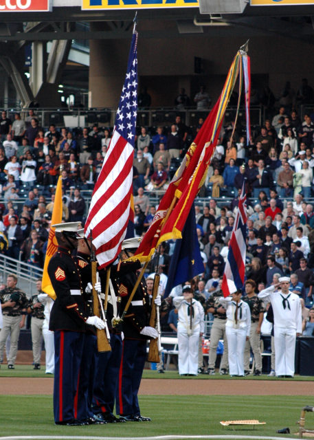 The Color Guard remains an extremely prestigious honor today with the care of the flag of utmost importance;