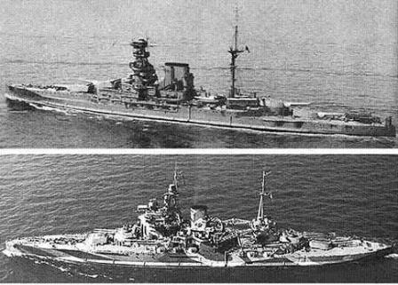 Upper: HMS Valiant Below: HMS Queen Elizabeth