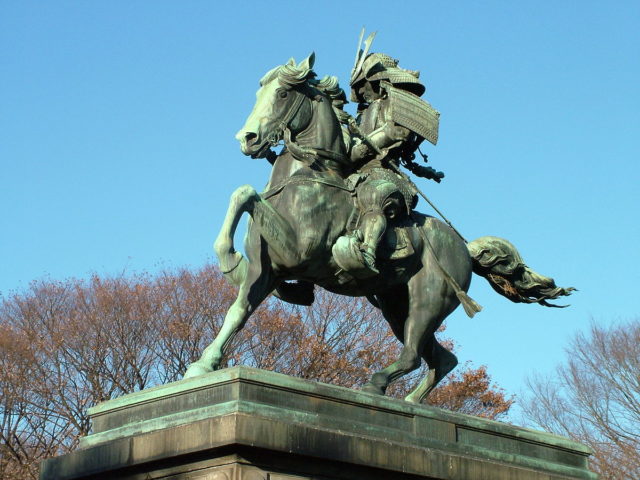 A statue of Kusunoki Masashige outside the Imperial Palace in Tokyo, Japan.