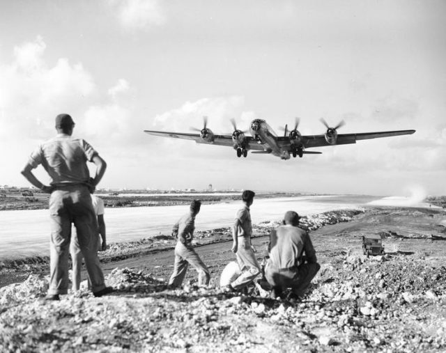 Photo above: By the end of the war, Boeing had delivered a huge fleet of B-29s that operated from the tiny Marianas Islands in the central Pacific. The conquering of those small islands Saipan, Guam, and Tinian in July/ August 1944 was the perfect strategic move to shorten the Pacific War. Combined with the extended flight range of the brand new long distance bomber B-29 that could fly as far as 3250 miles. it brought the Japanese main islands and cities directly within range for their bombing assaults. See my earlier Dakota Hunter blog about the Marianas here: B-29s from the Marianas