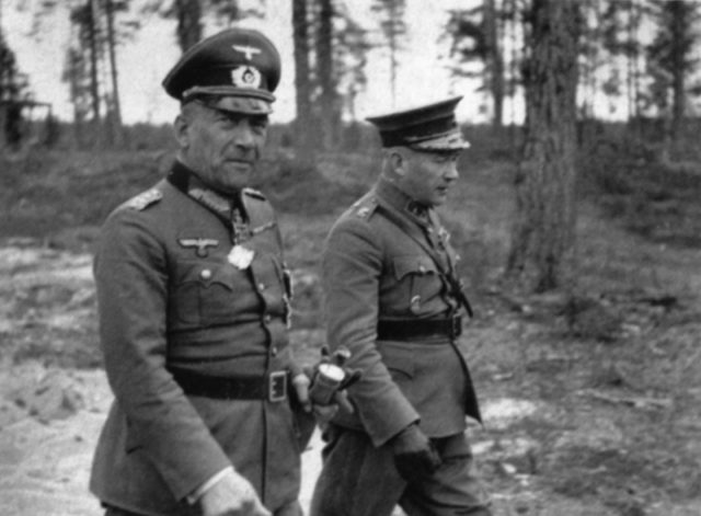Nikolaus von Falkenhorst together with Hjalmar Siilasvuo in Finland. They were important military figures during the period of cooperation between Germany and Finland.