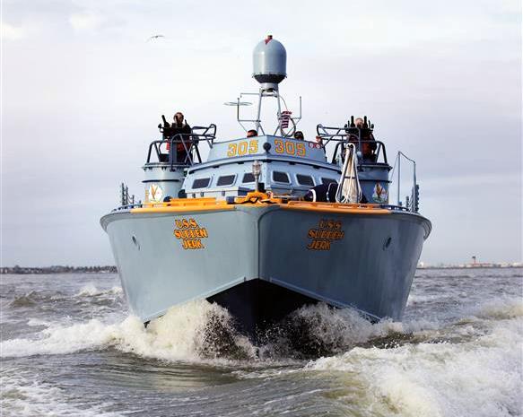 PT-305 rides on her home waters of Lake Pontchartrain. Courtesy of The National WWII Museum