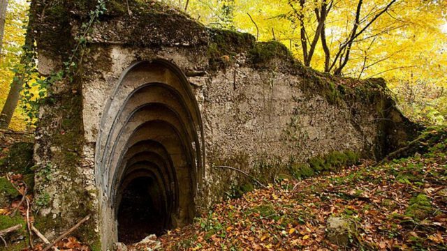 German gun position dugout near Woinville made of cast concrete in the U.S. sector of the St. Mihiel battle.