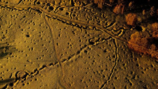 Aerial view of the Newfoundland Memorial Park, Beaumont Hamel, Somme region