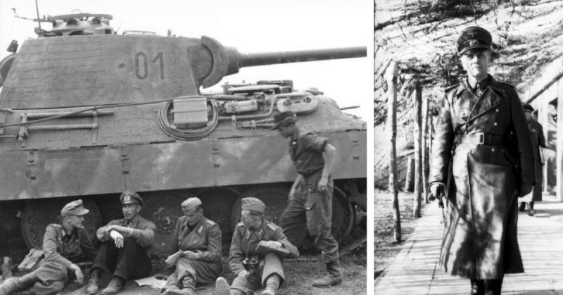 Left: Willy Langkeit (2nd from left) with Panther tank and its crew, Russia. (right) Erwin Rommel inspecting the Atlantic Wall, France, spring 1944. By Bundesarchiv - CC BY-SA 3.0 de
